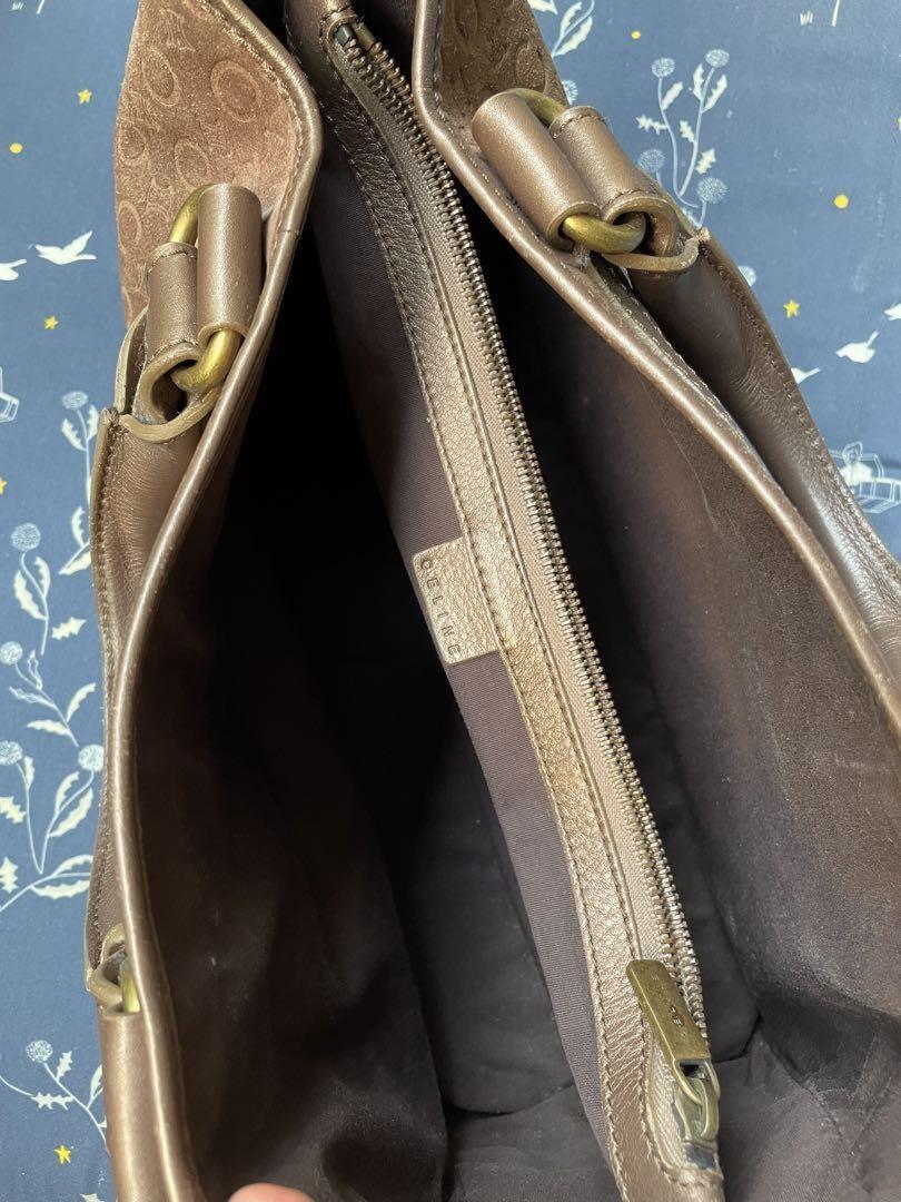 CELINE Hand Bag Tote Purse Boogie C Macadam Suede Brown Authentic