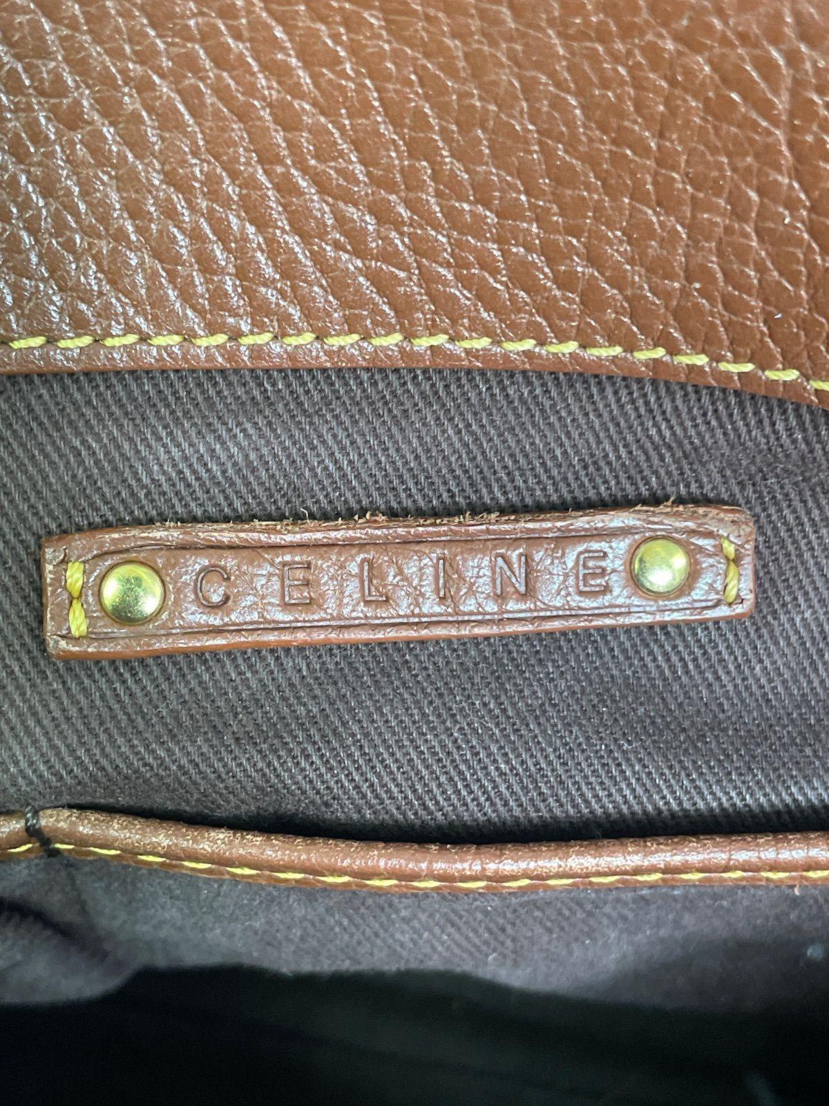 CELINE Hand Bag Tote Purse Boogie Macadam Denim Leather Brown Authentic
