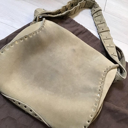 CELINE Shoulder Bag Purse Suede Beige Authentic