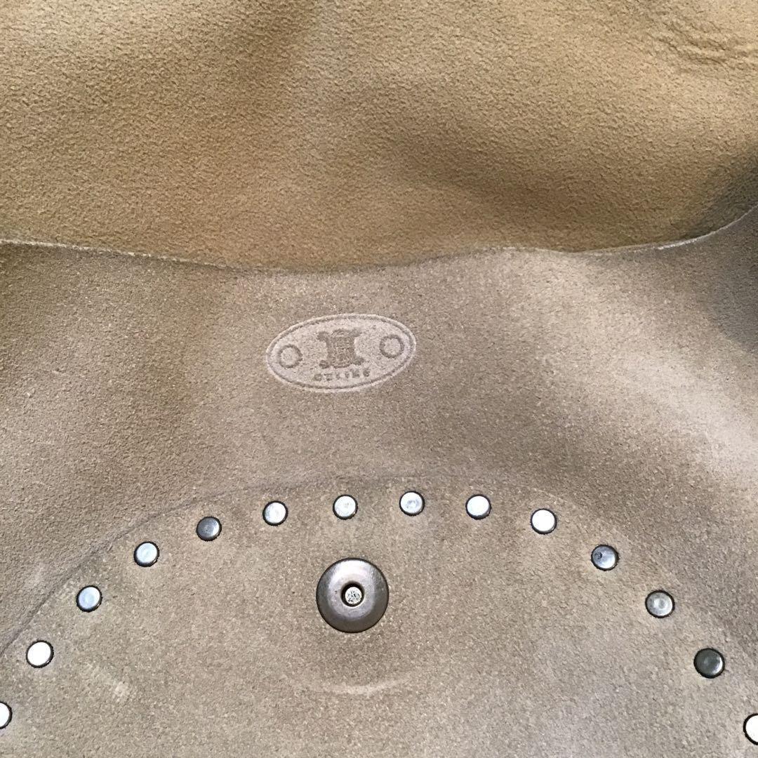 CELINE Shoulder Bag Purse Suede Beige Authentic