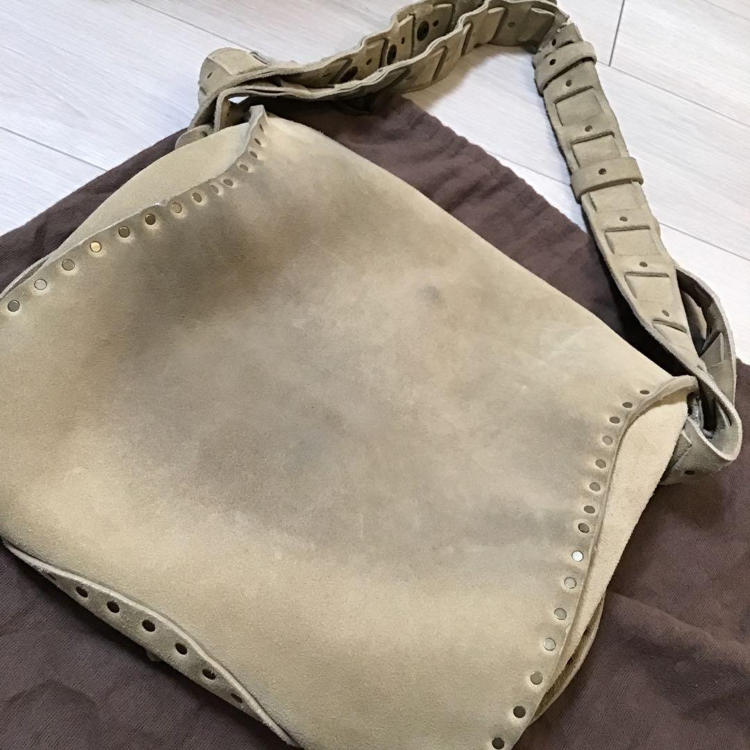 CELINE Shoulder Bag Purse Suede Beige Authentic