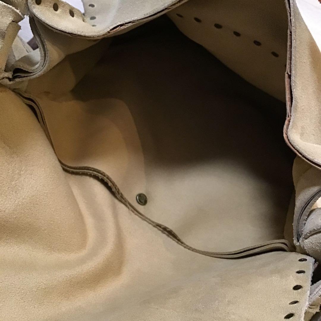 CELINE Shoulder Bag Purse Suede Beige Authentic