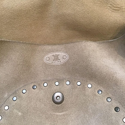 CELINE Shoulder Bag Purse Suede Beige Authentic