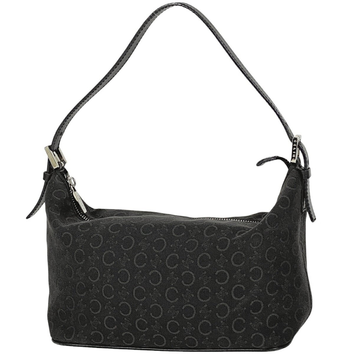 CELINE Accessory Pouch Hand Bag Tote Purse C Macadam Canvas Leather Black Auth