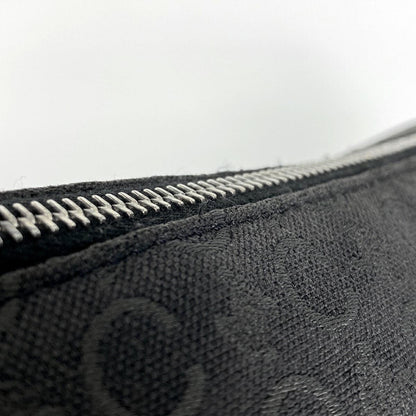 CELINE Accessory Pouch Hand Bag Tote Purse C Macadam Canvas Leather Black Auth