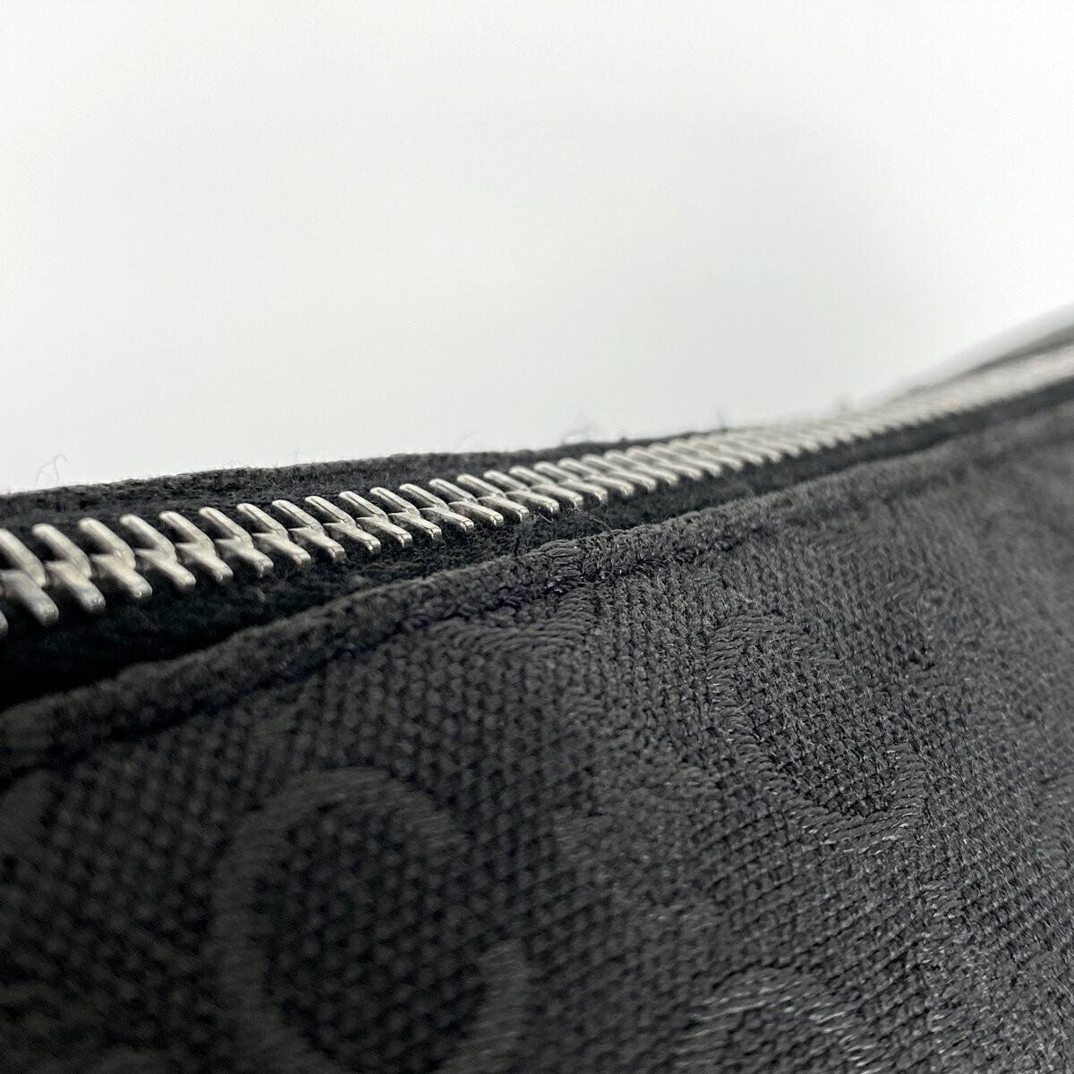 CELINE Accessory Pouch Hand Bag Tote Purse C Macadam Canvas Leather Black Auth