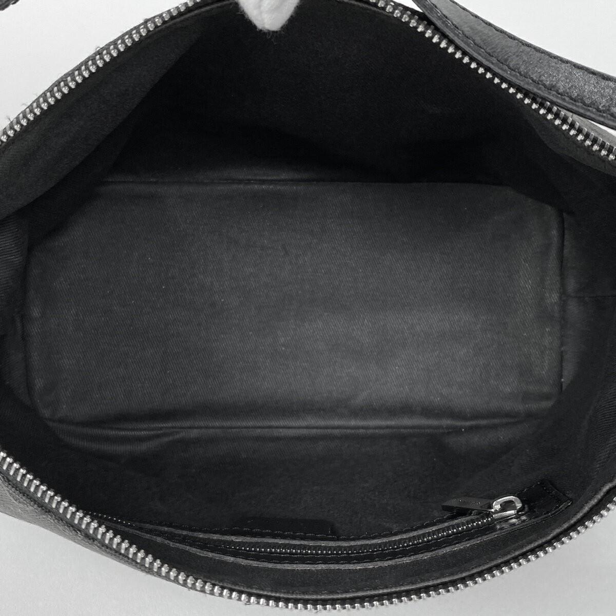 CELINE Accessory Pouch Hand Bag Tote Purse C Macadam Canvas Leather Black Auth