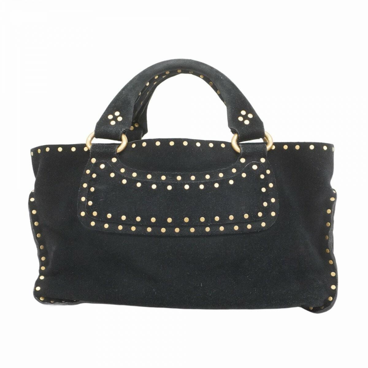 CELINE Hand Bag Tote Purse Boogie Suede Black Authentic
