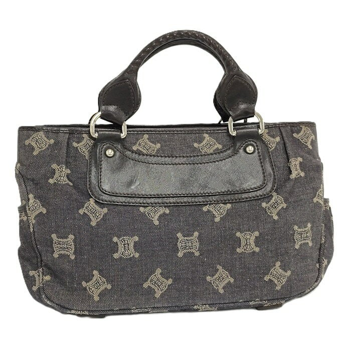 CELINE Hand Bag Tote Purse Macadam Denim Black Authentic