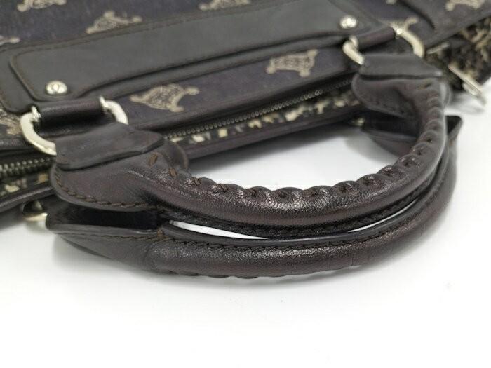 CELINE Hand Bag Tote Purse Macadam Denim Black Authentic