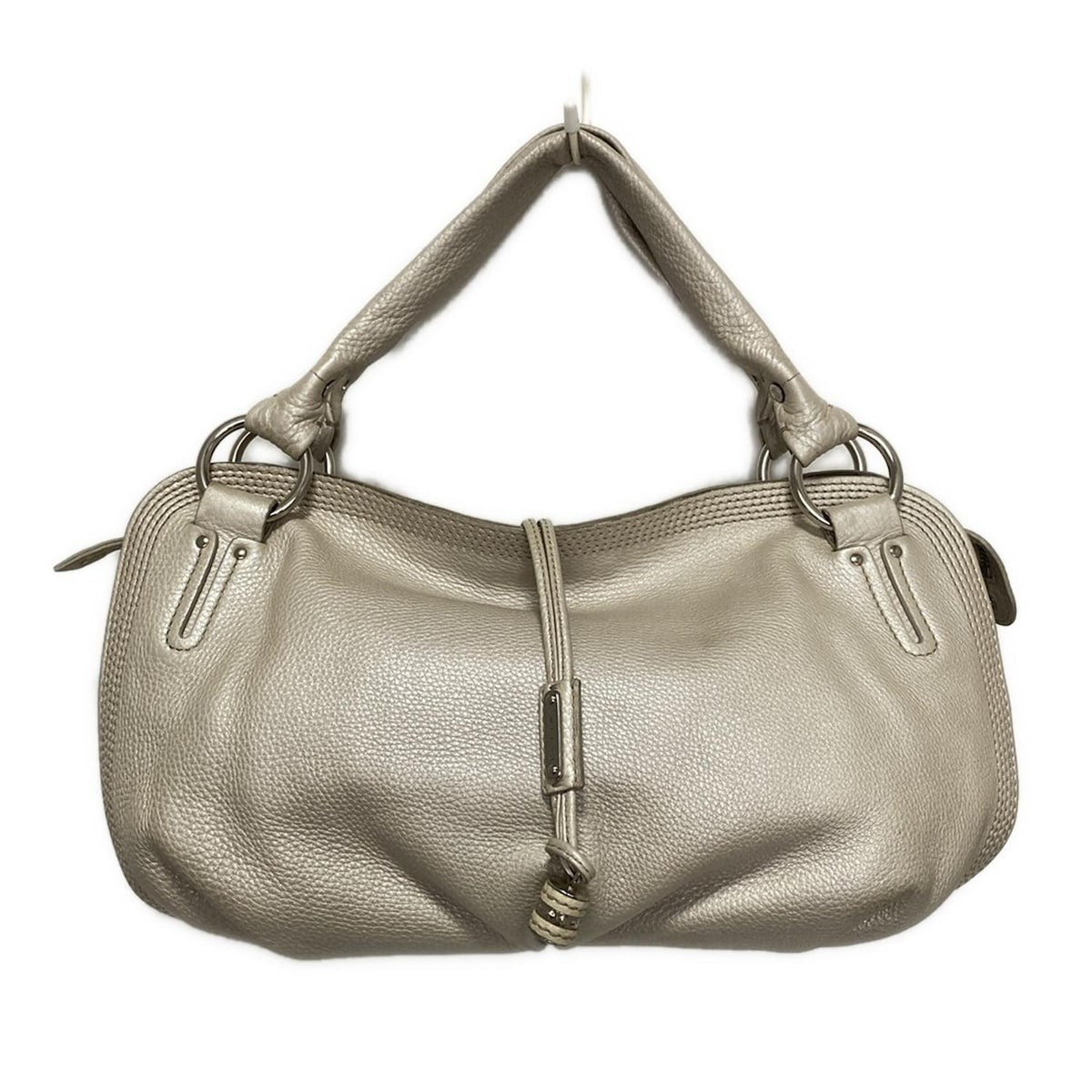 CELINE Hand Bag Tote Purse Leather Off White Authentic