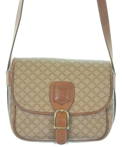 CELINE Shoulder Bag Purse Macadam Beige Brown Authentic