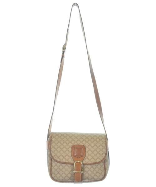 CELINE Shoulder Bag Purse Macadam Beige Brown Authentic