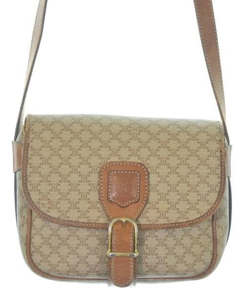 CELINE Shoulder Bag Purse Macadam Beige Brown Authentic