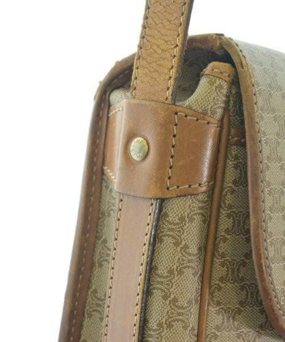 CELINE Shoulder Bag Purse Macadam Beige Brown Authentic