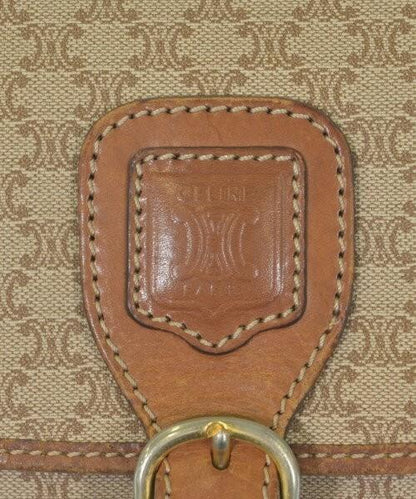 CELINE Shoulder Bag Purse Macadam Beige Brown Authentic