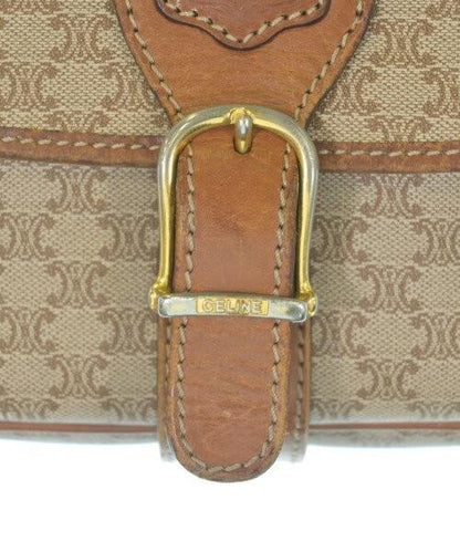 CELINE Shoulder Bag Purse Macadam Beige Brown Authentic