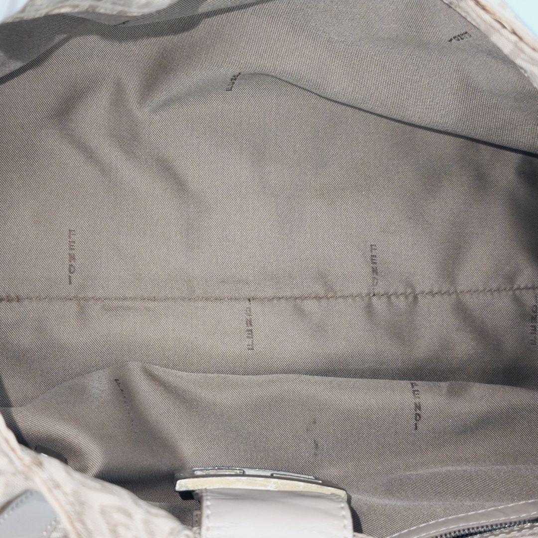 FENDI Shoulder Bag Purse FF Zucchino Canvas Leather Beige Authentic