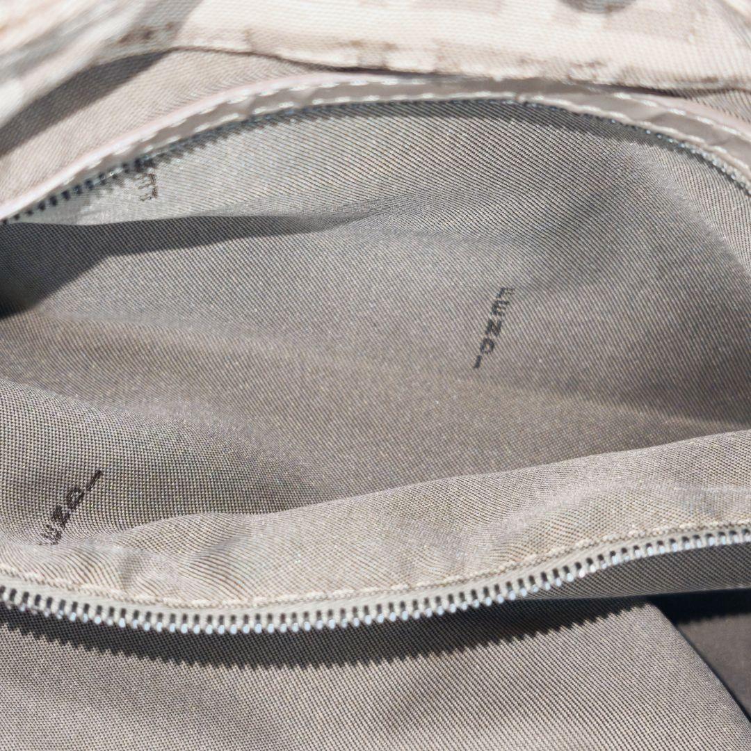 FENDI Shoulder Bag Purse FF Zucchino Canvas Leather Beige Authentic