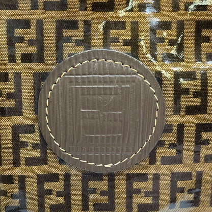 FENDI Shoulder Bag Purse FF Zucchino PVC Leather Brown Authentic