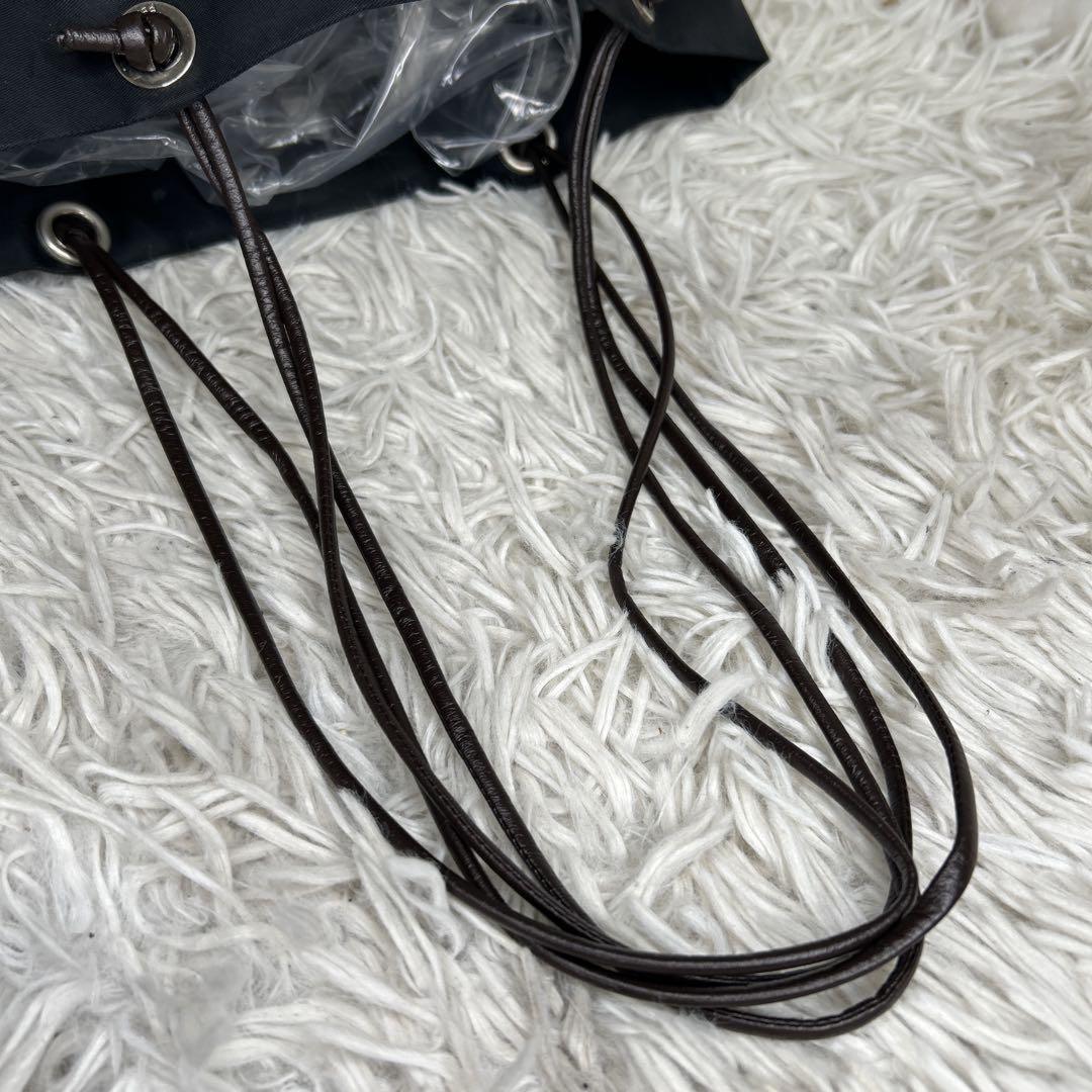 FENDI Hand Bag Tote Purse FF Leather Nylon Black Brown Authentic