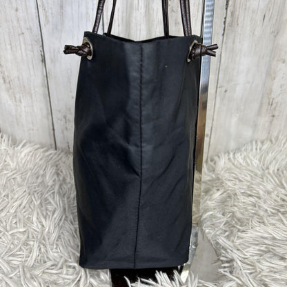 FENDI Hand Bag Tote Purse FF Leather Nylon Black Brown Authentic