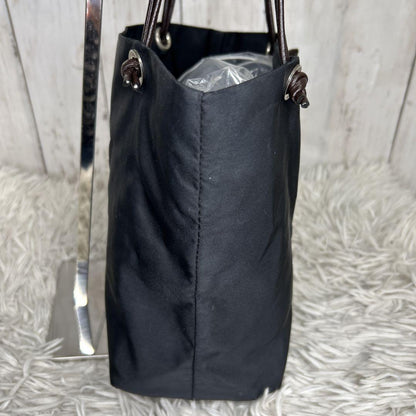 FENDI Hand Bag Tote Purse FF Leather Nylon Black Brown Authentic