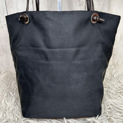 FENDI Hand Bag Tote Purse FF Leather Nylon Black Brown Authentic