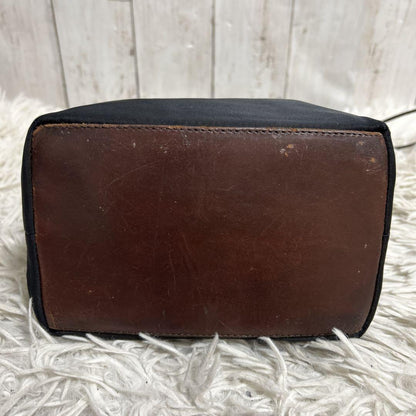 FENDI Hand Bag Tote Purse FF Leather Nylon Black Brown Authentic