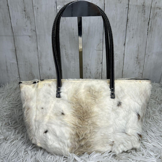 FENDI Hand Bag Tote Purse White Brown Authentic