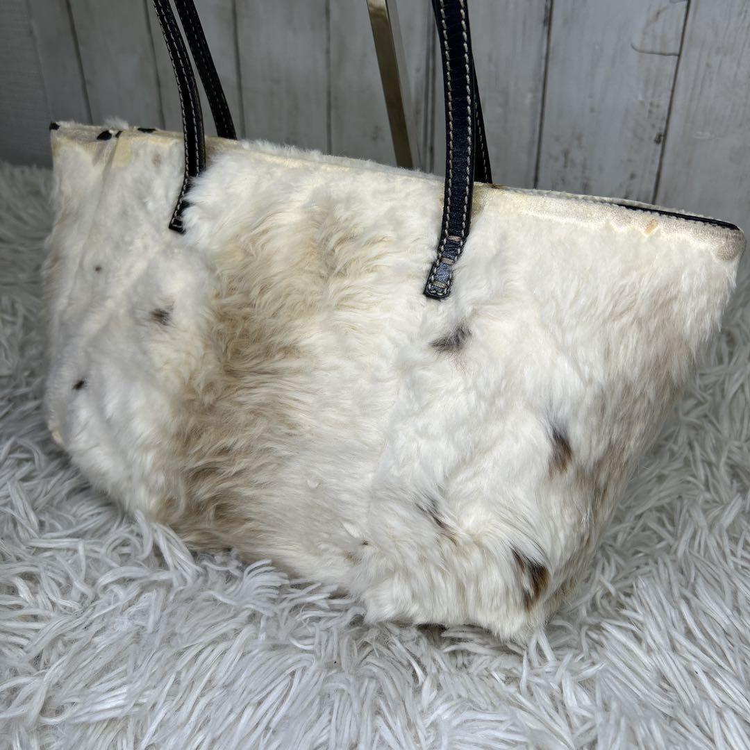 FENDI Hand Bag Tote Purse White Brown Authentic
