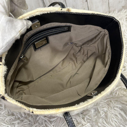 FENDI Hand Bag Tote Purse White Brown Authentic