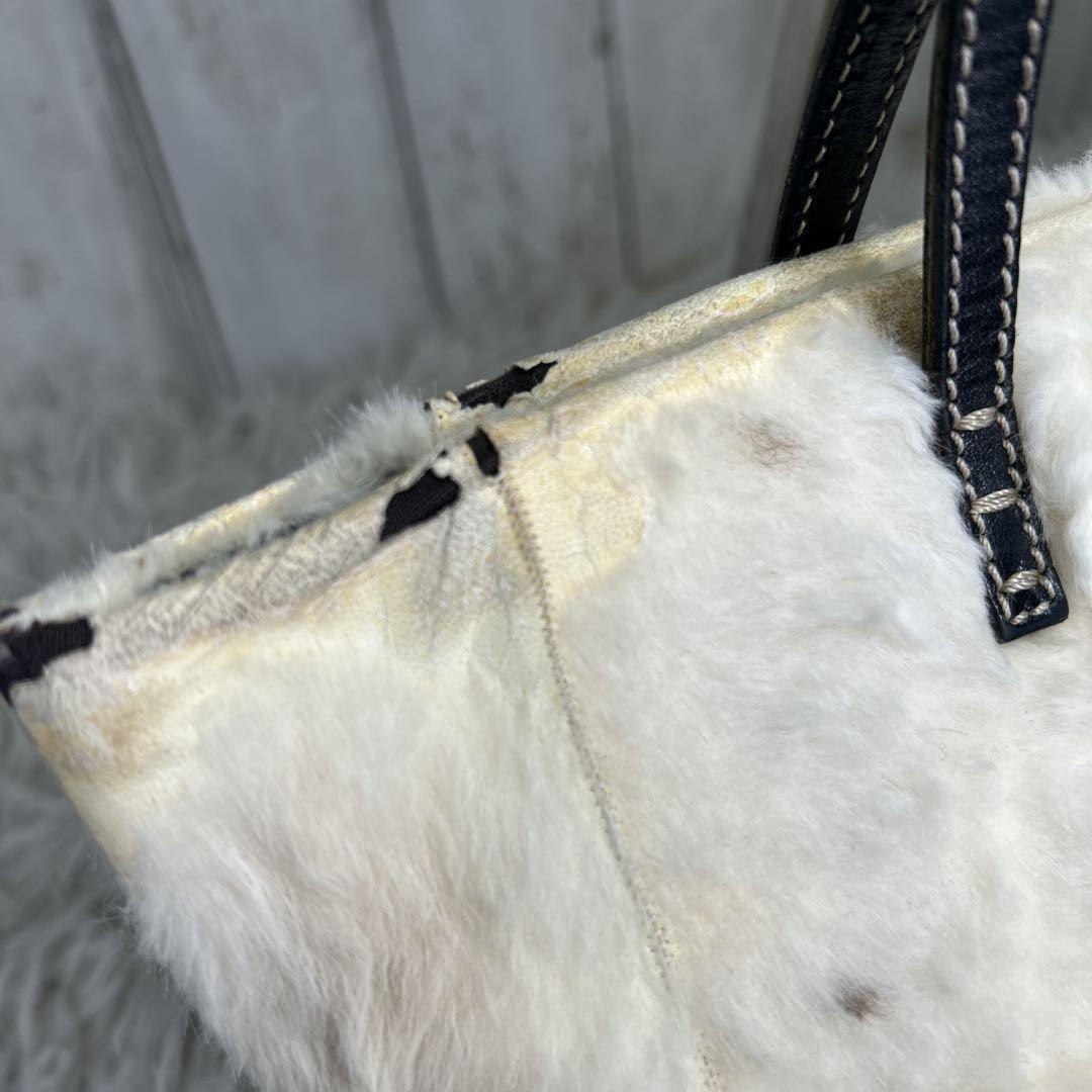 FENDI Hand Bag Tote Purse White Brown Authentic