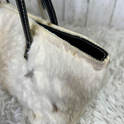 FENDI Hand Bag Tote Purse White Brown Authentic