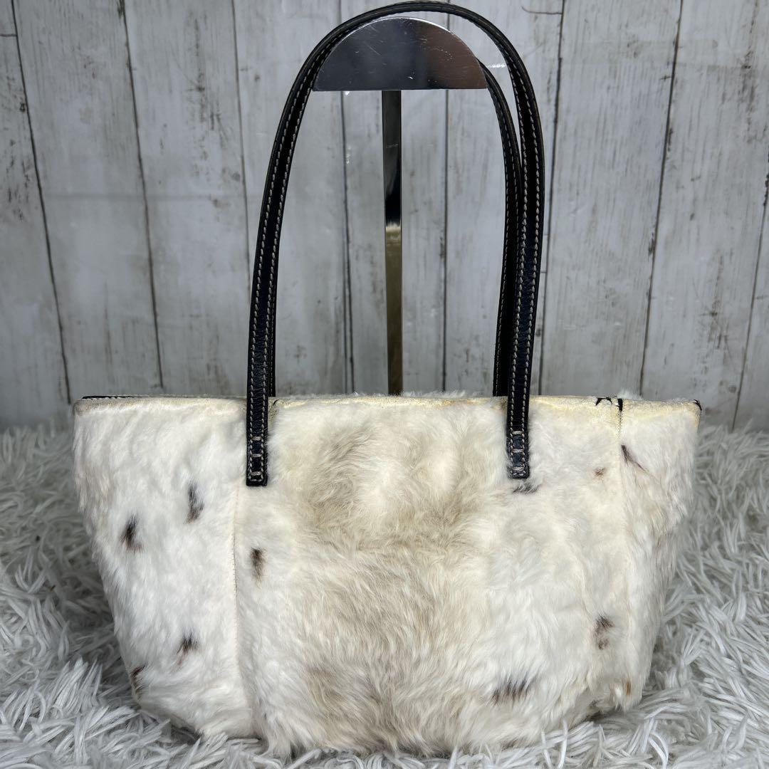 FENDI Hand Bag Tote Purse White Brown Authentic
