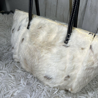 FENDI Hand Bag Tote Purse White Brown Authentic