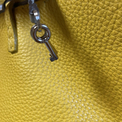 FENDI Hand Bag Tote Purse Selleria Leather Yellow Authentic