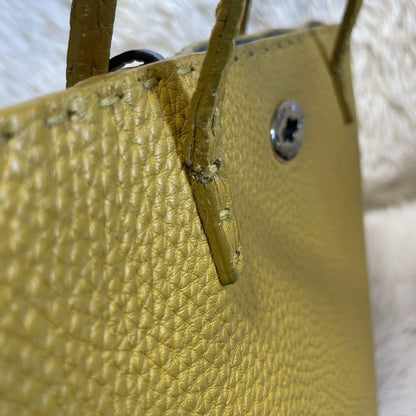 FENDI Hand Bag Tote Purse Selleria Leather Yellow Authentic