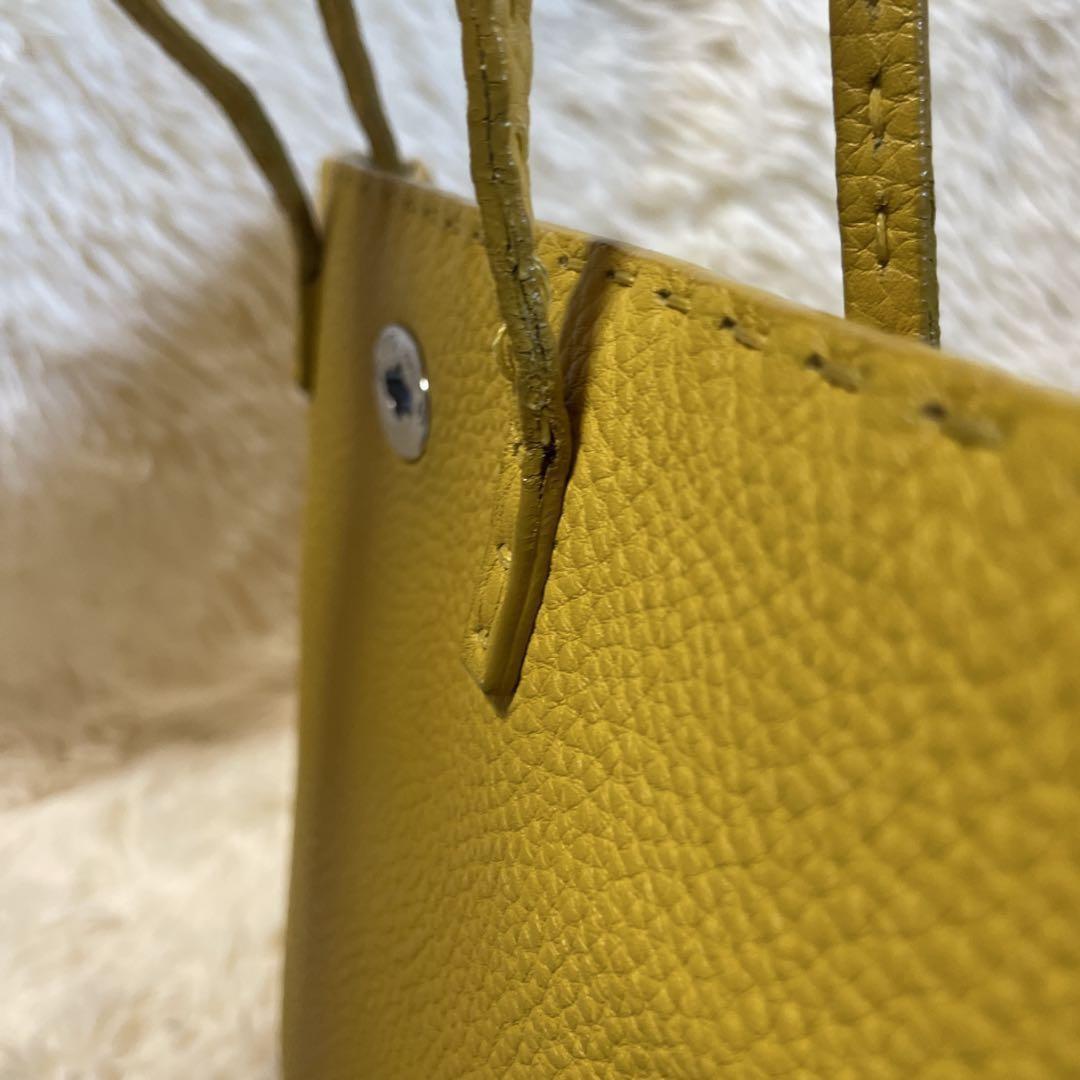 FENDI Hand Bag Tote Purse Selleria Leather Yellow Authentic