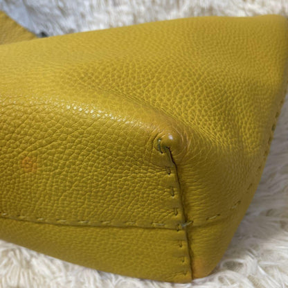 FENDI Hand Bag Tote Purse Selleria Leather Yellow Authentic
