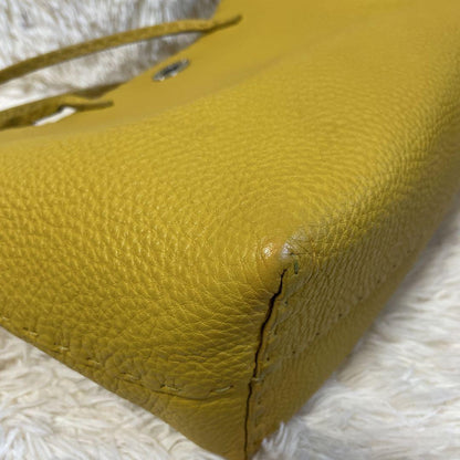 FENDI Hand Bag Tote Purse Selleria Leather Yellow Authentic