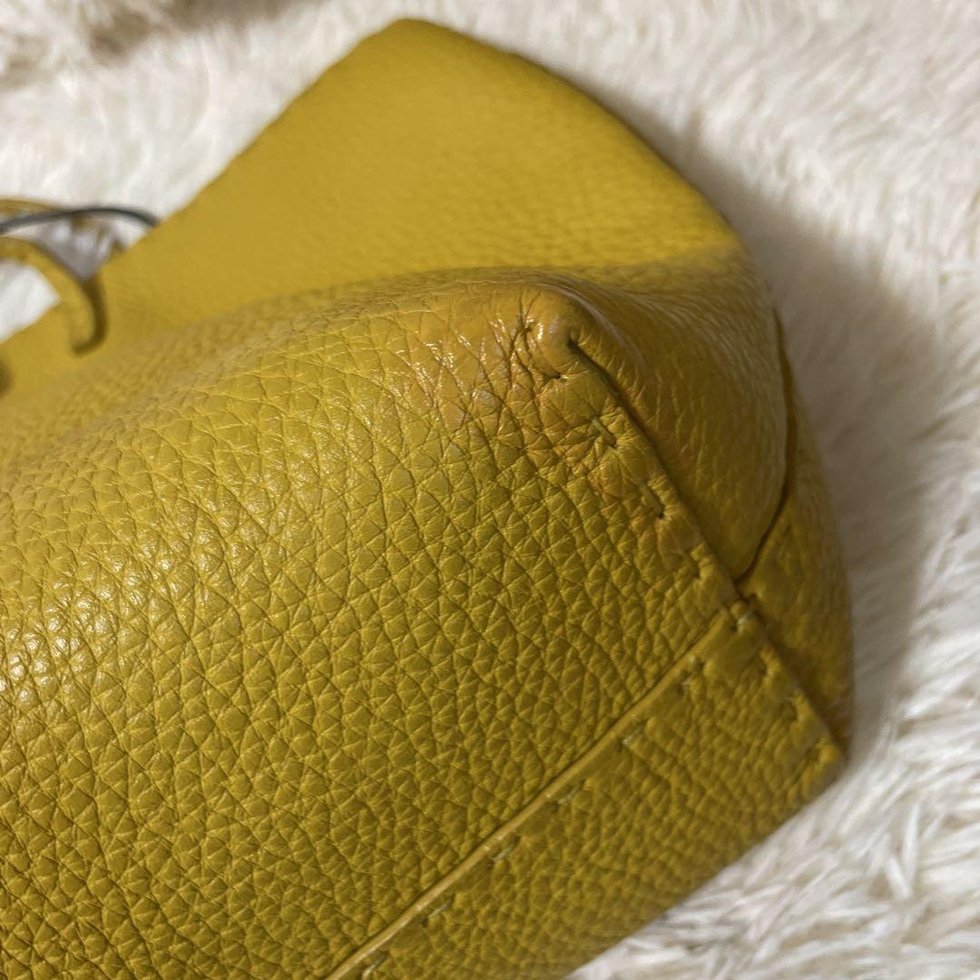 FENDI Hand Bag Tote Purse Selleria Leather Yellow Authentic