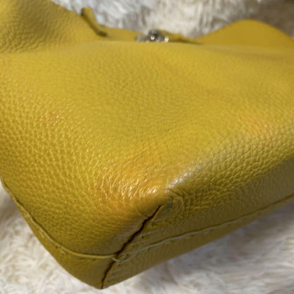 FENDI Hand Bag Tote Purse Selleria Leather Yellow Authentic