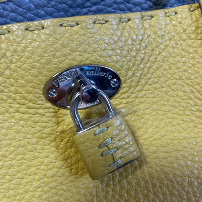 FENDI Hand Bag Tote Purse Selleria Leather Yellow Authentic