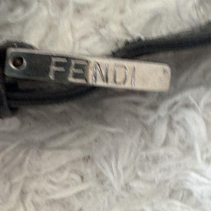 FENDI Hand Shoulder Bag Tote Purse FF Baguette cotton jersey Black Authentic