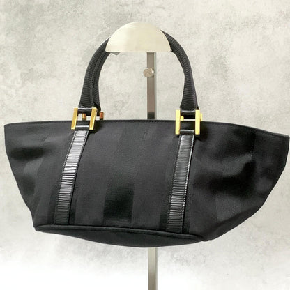 FENDI Bag Pecan Hand Tote Purse Canvas Black Gold  Used  Women's Authentic