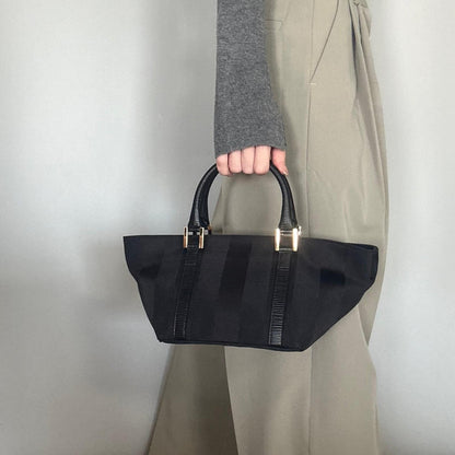 FENDI Bag Pecan Hand Tote Purse Canvas Black Gold  Used  Women's Authentic