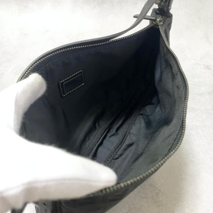 FENDI Bag Zucchino FF Pouch Shoulder Purse Canvas Black Used Authentic