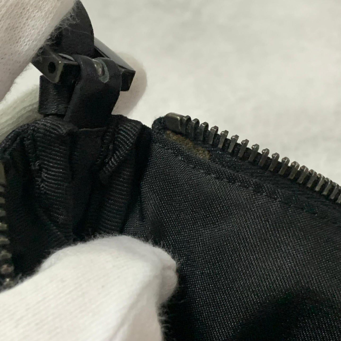 FENDI Bag Zucchino FF Pouch Shoulder Purse Canvas Black Used Authentic