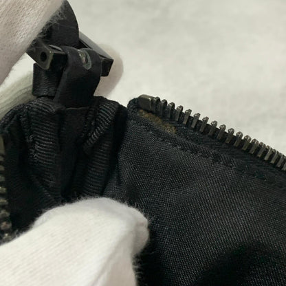 FENDI Bag Zucchino FF Pouch Shoulder Purse Canvas Black Used Authentic